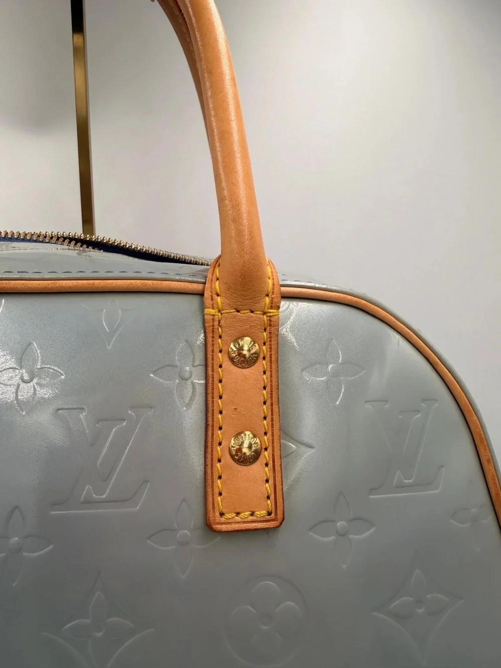 LV Tompkins Square — Vernis Leather Blue
